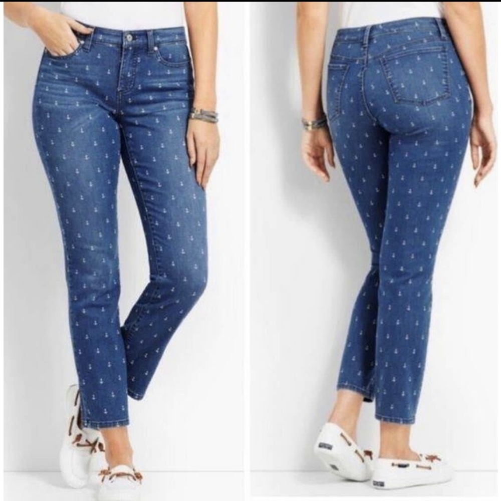 Talbots Flawless Slim Ankle Anchor Print Size 14P